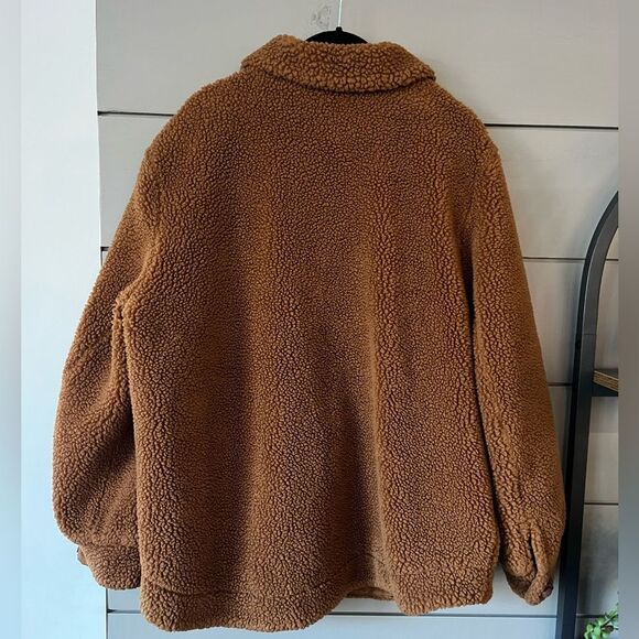 H&M Brown Teddy bear jacket cozy and warm size 12 (oversized) w/ braided buttons - Picture 2 of 9